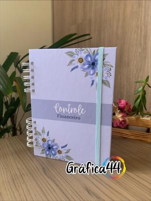 Caderno Controle Financeiro Folhas Internas Papel Offset 75g. 15 x 21 cm - 268 Páginas Impressão Colorida. Capa com Laminação. wire-o Fechamento com Elástico.