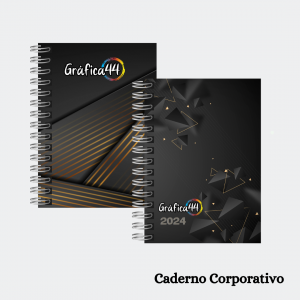 Caderno Corporativo Folhas Internas Papel Offset 75g. 15 x 21 cm - 100 folhas 4x4 - Colorido Frente e Verso Capa com Laminação. Wire-o. 