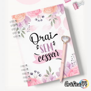 Planner Devocional Folhas Internas Papel Offset 75g. 15 x 21 cm - 314 Páginas Impressão Colorida. Capa com Laminação. wire-o Divisórias com abas, bolso plástico e fechamento com elástico.