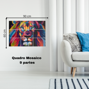 Quadro Mosaico 9 Partes MDF 60 x 90 cm Impressão Colorida. Laminação Anti Risco  